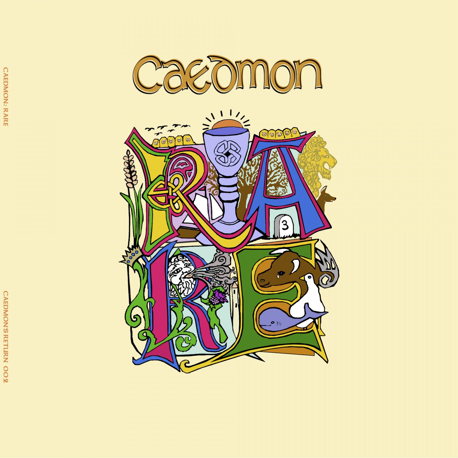 album cover showing 4 highly decorated celtic style letters - R A R E