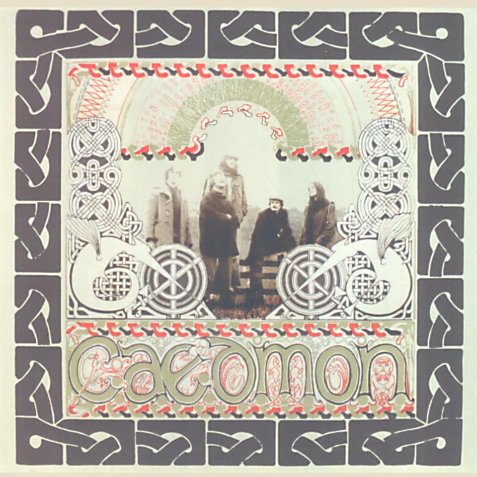 Caedmon eponymous album cover showing the band framed with ornate celtic knot work