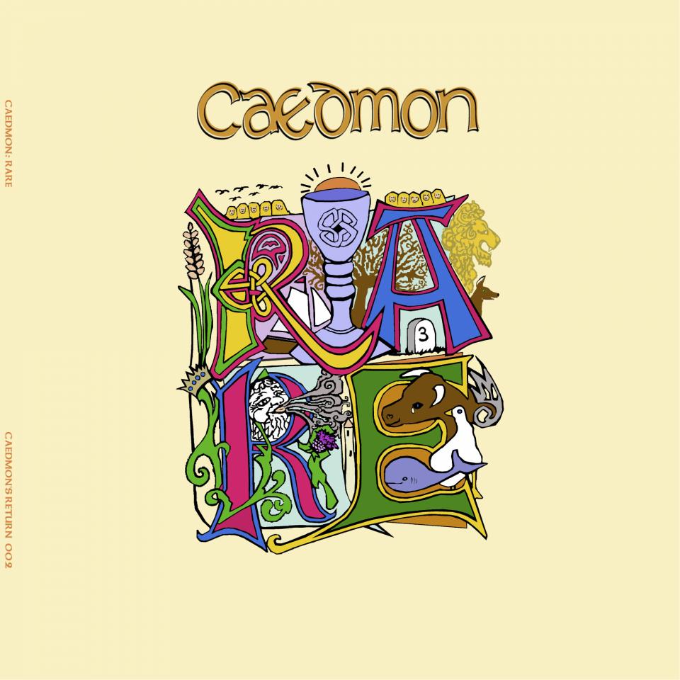 album cover showing 4 highly decorated celtic style letters - R A R E